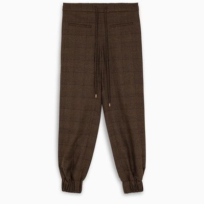 Moon Choi Vintage Plaids Jogger Trousers In Brown