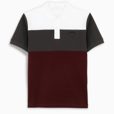 Prada Colour-block Polo Shirt In Rot
