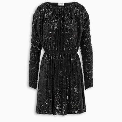 Saint Laurent Sequin-embellished Flare Dress In Black