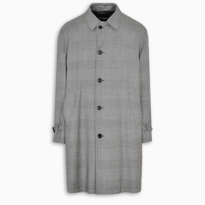 Dolce & Gabbana Prince Of Wales Wool Coat In Grey