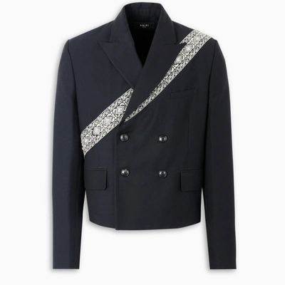 Amiri * Embellished Double-breasted Woven Blazer In Black