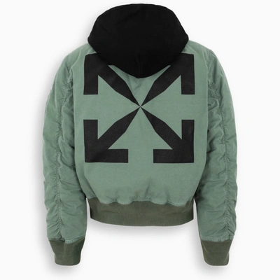 Off-white Green/black Bomber Jacket With Arrows Print