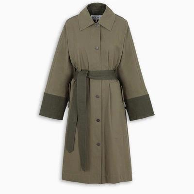 Loewe Two-tone Trench Coat In Green