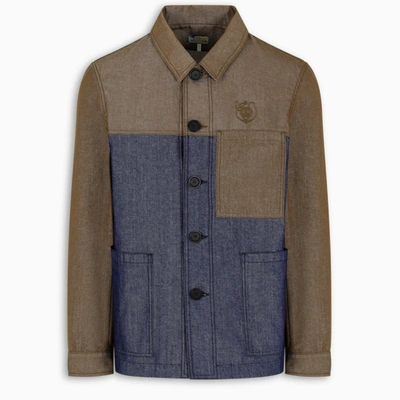 Loewe Eln Brown And Blue Workwear Jacket In Green