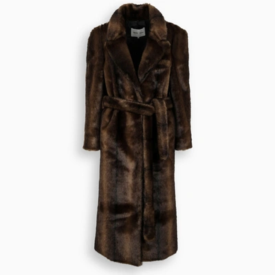 Moon Choi Long Faux-fur Coat In Brown