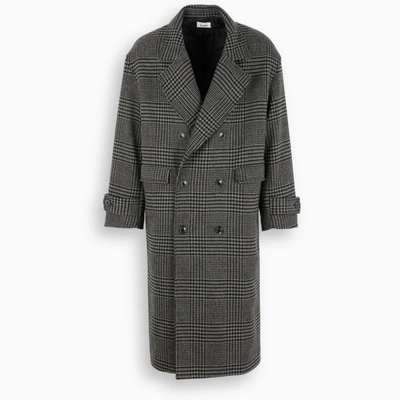 Lownn Princes Of Wales Double-breasted Overcoat In Grey