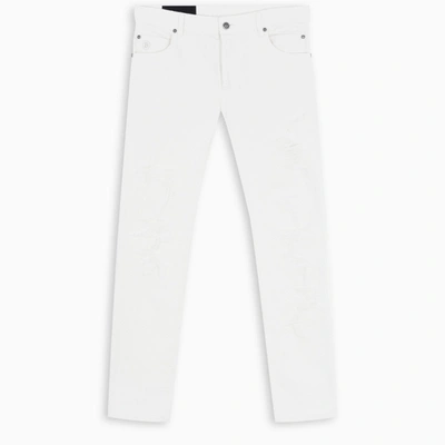 Balmain White Distressed Slim-fit Jeans