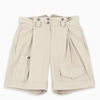 Dolce & Gabbana Beige Cotton Pleated High Waist Casual Shorts In Beige