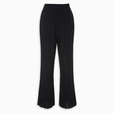 Le 17 Septembre Blue Ribbed-knit Trousers