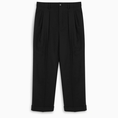 Saint Laurent Cropped Trousers With Lapel In Black