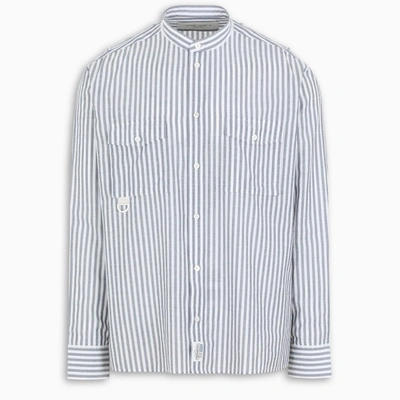 Golden Goose White And Blue Striped Shirt