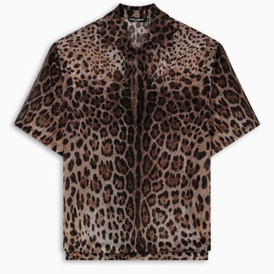 Dolce & Gabbana Leopard Print Bowling Shirt In Animal Print