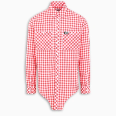 Burberry Elongated-hem Cotton-gingham Shirt In Red