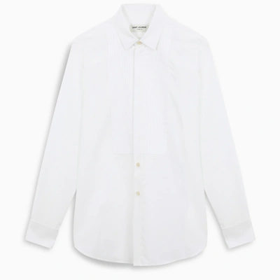 Saint Laurent White Shirt With Pleated Bib