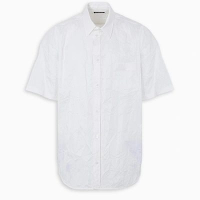 Balenciaga Short Sleeve Cocoon Wrinkled Shirt In White