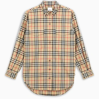 Burberry Woman's Tartan Check Motif Over Shirt In Beige