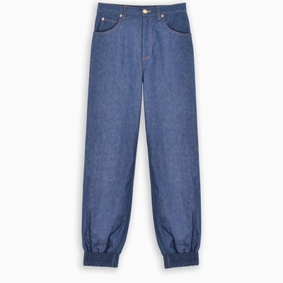 Gucci Gathered Ankle Jeans In Blue