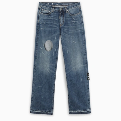 Off-white Dark Blue Cut-out Jeans