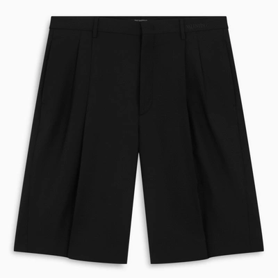 Valentino Black Wool And Mohair Blend Bermuda Shorts