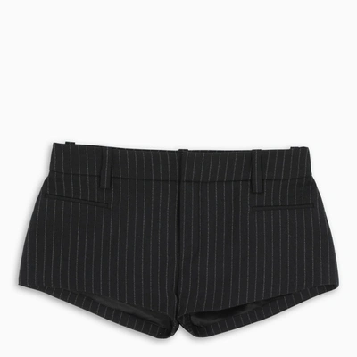Saint Laurent Lamé Tennis Stripes Shorts In Black