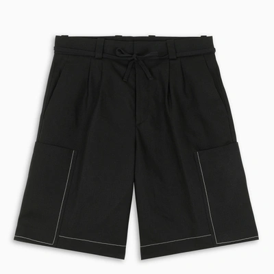Jil Sander Wide-leg Bermuda Shorts In Black