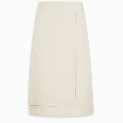 Jil Sander White Linen Skirt In Beige
