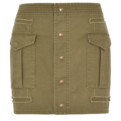 Saint Laurent Olive Green Button-down Mini Skirt