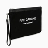 Saint Laurent Logo Print Flat Pouch In Black