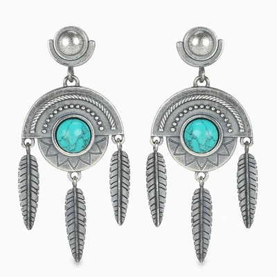 Nove25 Turquoise Amulet Shield Earrings In Light Blue