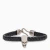 Alexander Mcqueen Men's Studded Skull Rubber Cord Bracelet In Black
