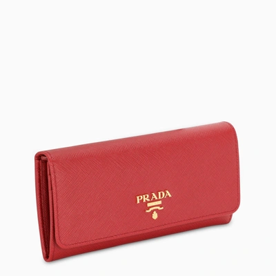 Prada Red/gold Saffiano Wallet
