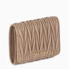 Miu Miu Beige Continental Nappa Matelassé Small Wallet In Beige