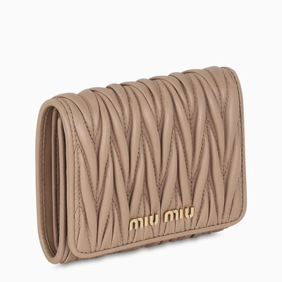 Miu Miu Beige Continental Nappa Matelassé Small Wallet