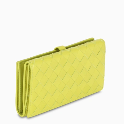 Bottega Veneta Kiwi-gold Continental Wallet In Green