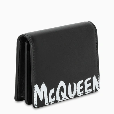 Alexander Mcqueen Black Graffiti Logo Flap Credit Card Holder