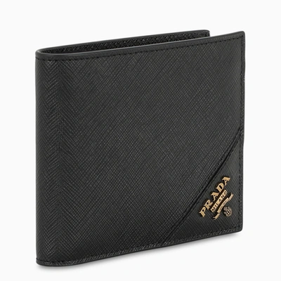 Prada Black/gold Saffiano Leather Wallet