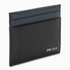 Prada Black/blue Credit Card Holder In Black