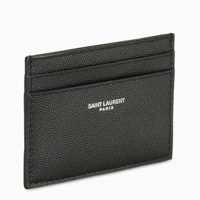Saint Laurent Silver Logo Cardholder In Black