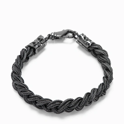 Emanuele Bicocchi Braided Bracelet In Burnished Silver In Metal