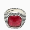 Nove25 Red Stone Square Chevalier Ring In Red