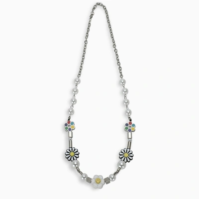 Salute-evae Flower Anarchy Necklace In White