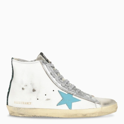 GOLDEN GOOSE WHITE AND BLUE FRANCY SNEAKER,G36WS591.C42CO-G-GOLDE-C42