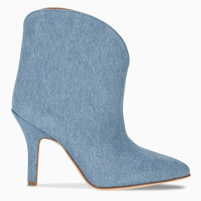Paris Texas Denim Pointed Ankle Boots In Blue
