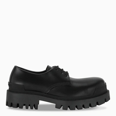 Balenciaga Strike Tread-sole Leather Derby Shoes In Black