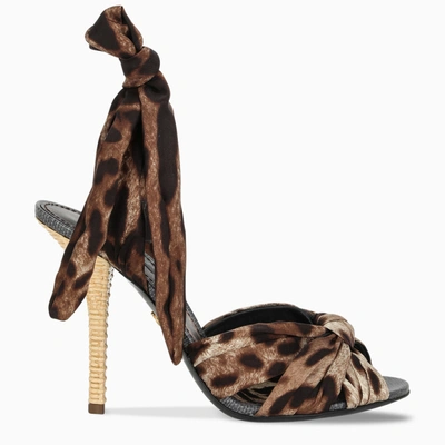Dolce & Gabbana Leopard Print Tie Fastening Sandals In Multicolor