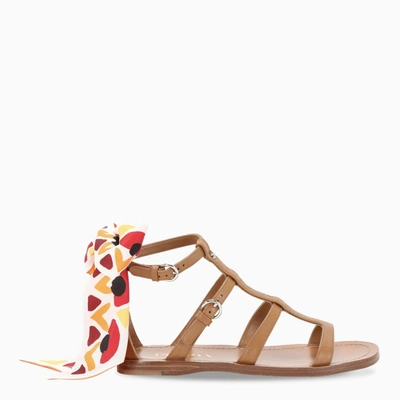 Prada Bow Detail Sandals In Brown