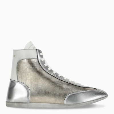 Saint Laurent Metallic Mick Trainers In Beige