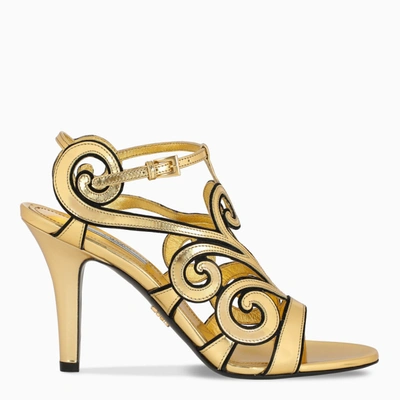 Prada Gold Baroque Sandals In Metal