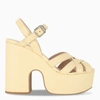 MIU MIU YELLOW WEDGE SANDALS,5XZ425B125034-G-MIU-F0061