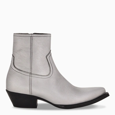 Saint Laurent Silver Lukas Ankle Boots In Metal